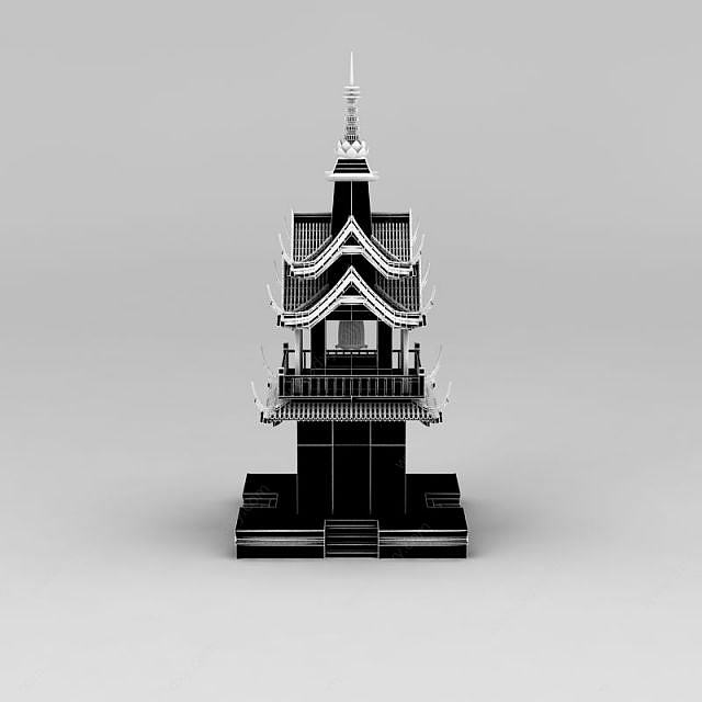寺庙钟楼3D模型