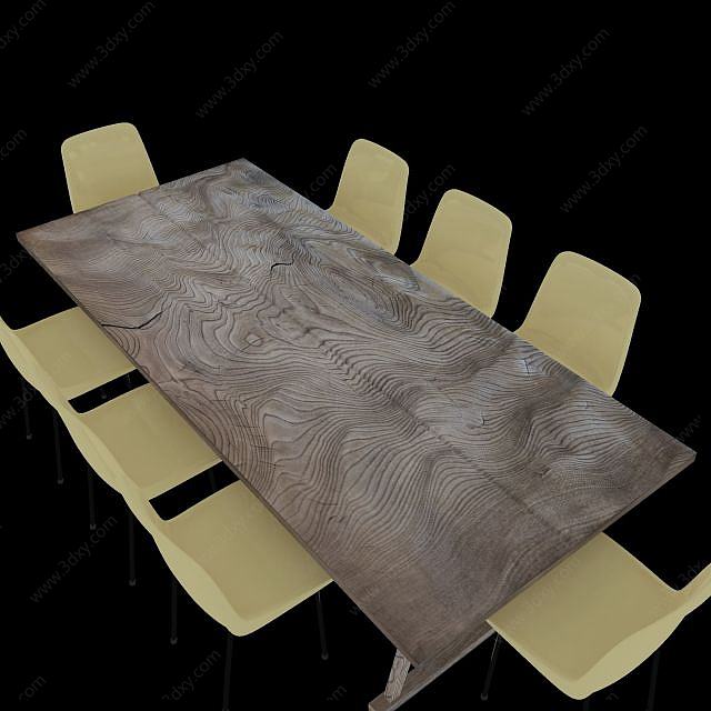 高档木制餐桌3D模型