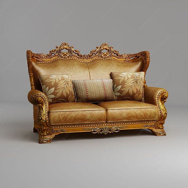 古典欧式双人沙发3D模型