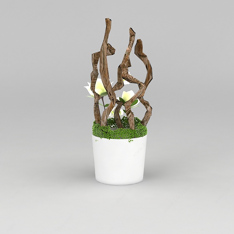 装饰花盆绿植3D模型