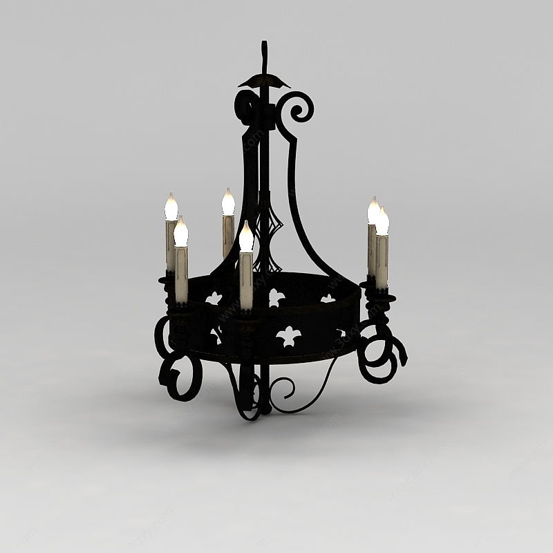 铁艺蜡烛吊灯3D模型