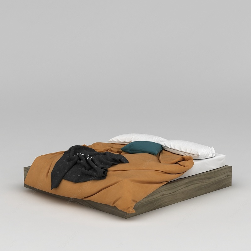 凌乱的被褥寝具3D模型