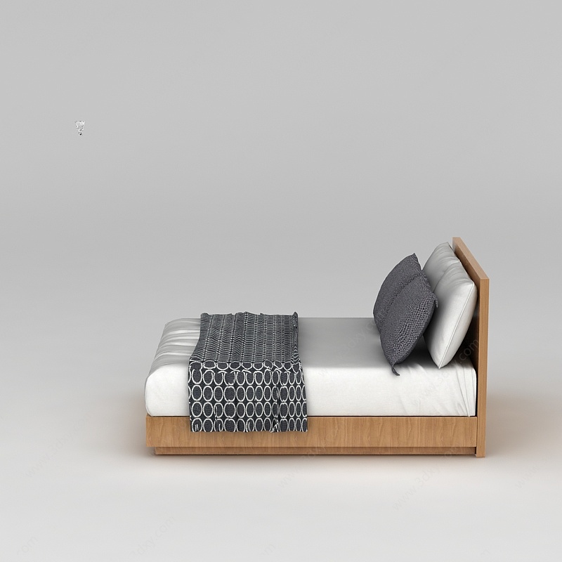 简约实木床3D模型