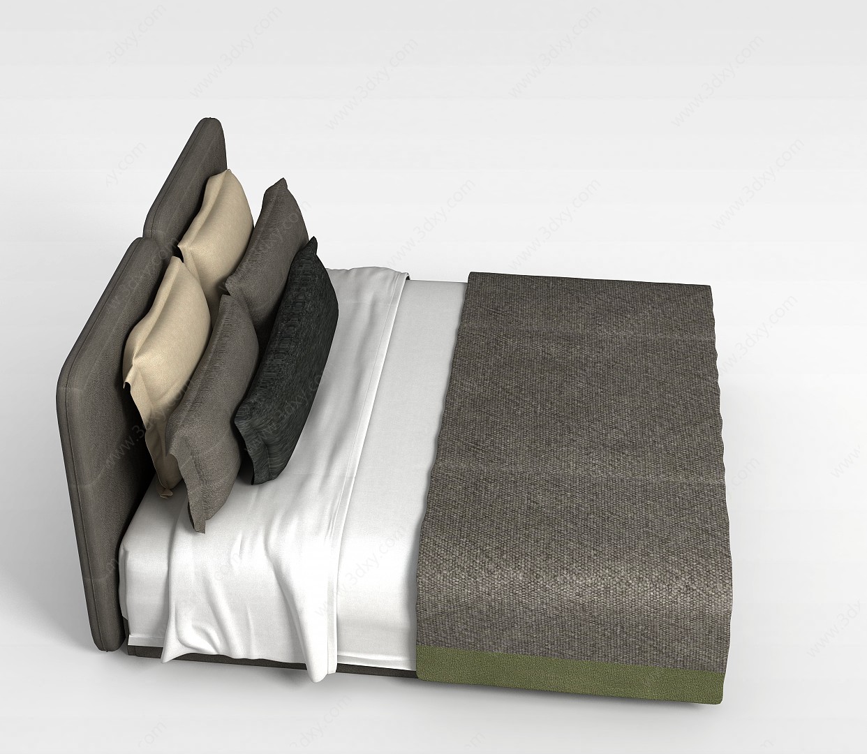 现代软包床3D模型