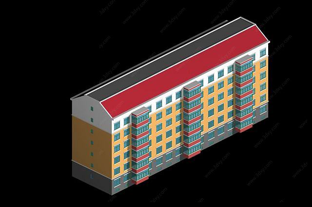 6层住宅楼3D模型
