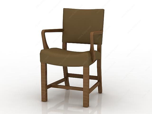 简约扶手木椅3D模型