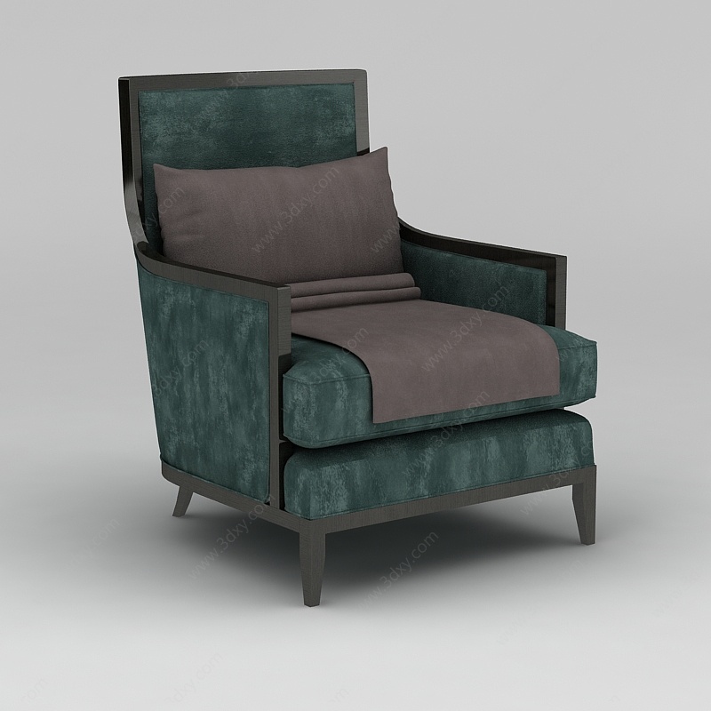 中式墨绿色沙发椅3D模型