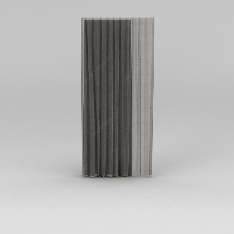 灰色布艺窗帘3D模型
