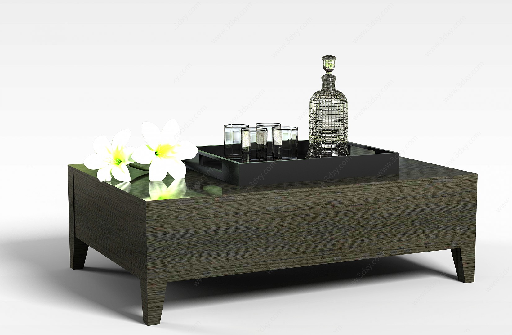 实木茶几矮桌3D模型