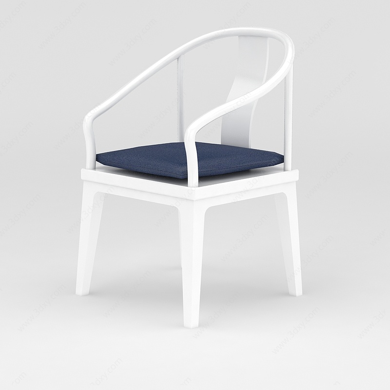 白色圈椅3D模型