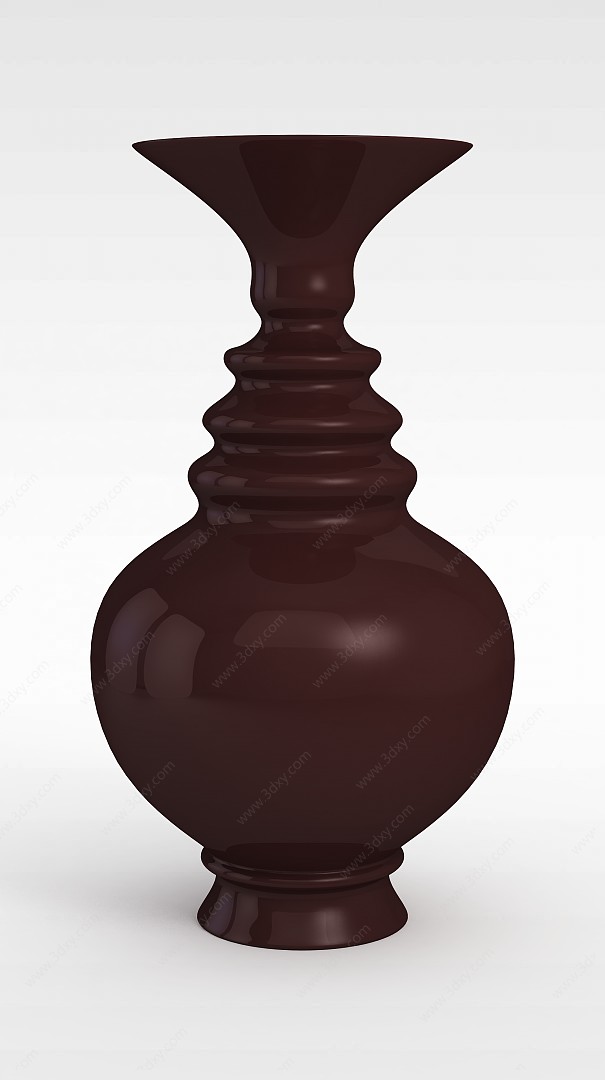 酒红色大花瓶3D模型
