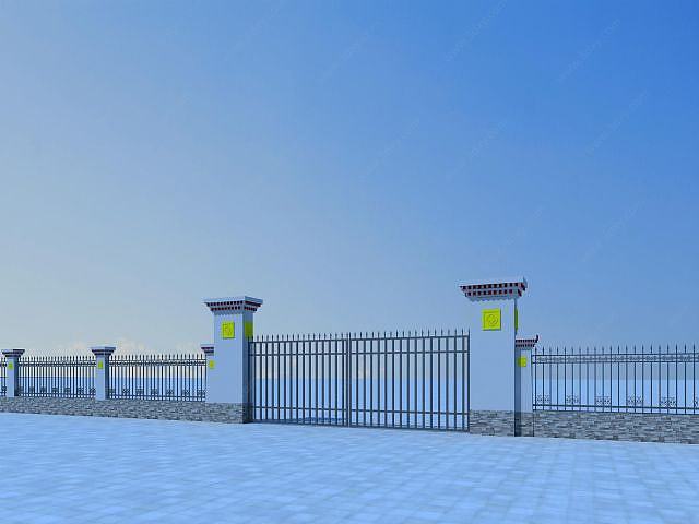 藏式大门和围墙3D模型