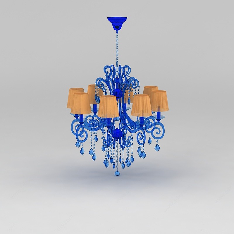 蓝色水晶吊灯3D模型