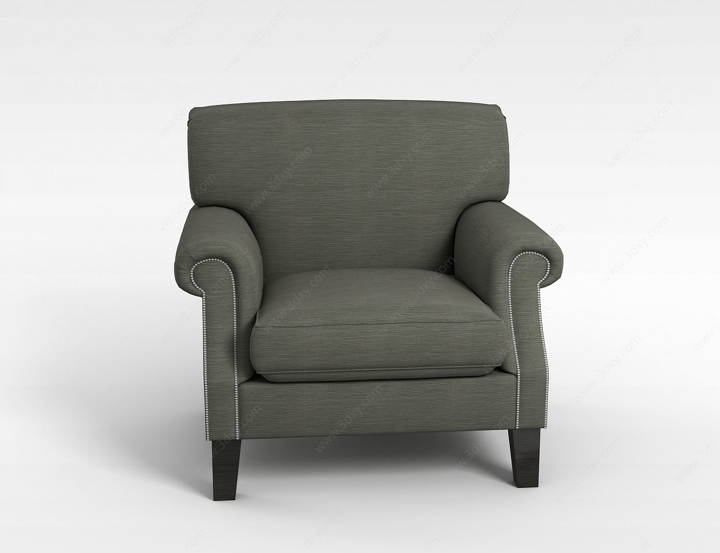 简约灰色单人沙发3D模型