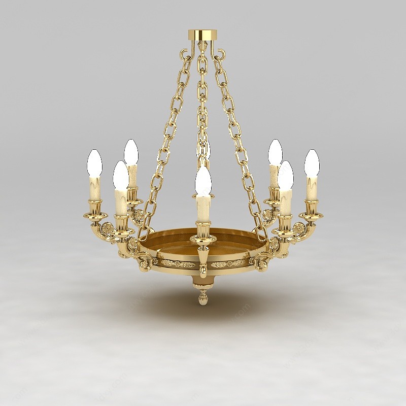 纯铜蜡烛吊灯3D模型