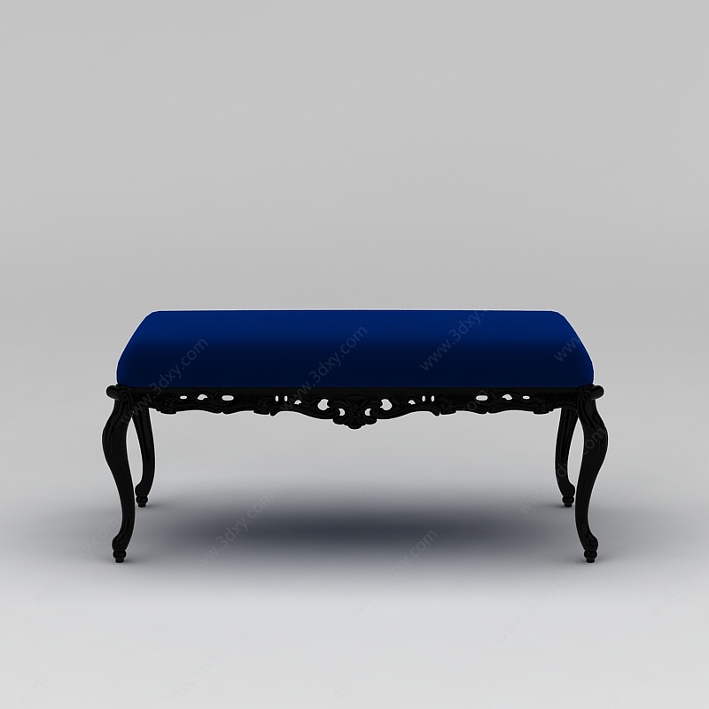 美式床尾凳3D模型