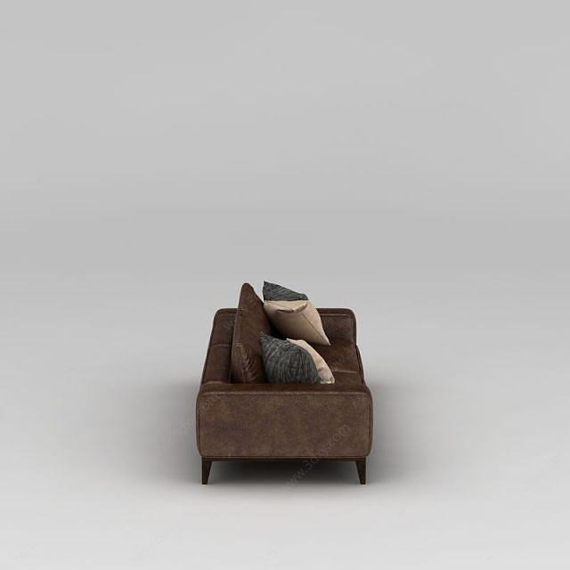 咖啡色双人沙发3D模型
