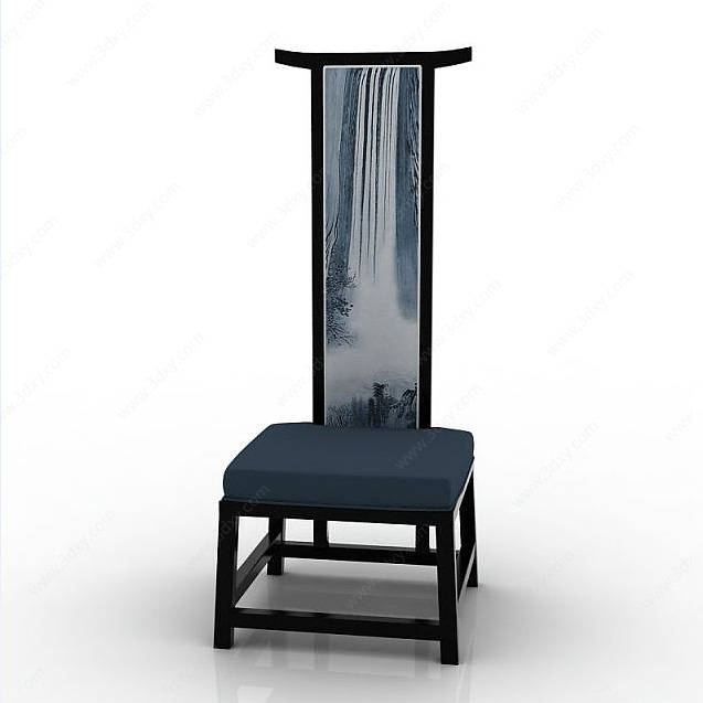 中式高背单人椅3D模型