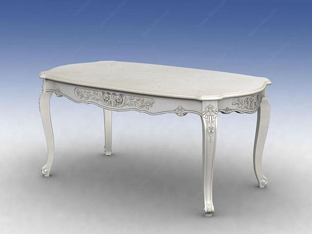 白色欧式餐桌3D模型