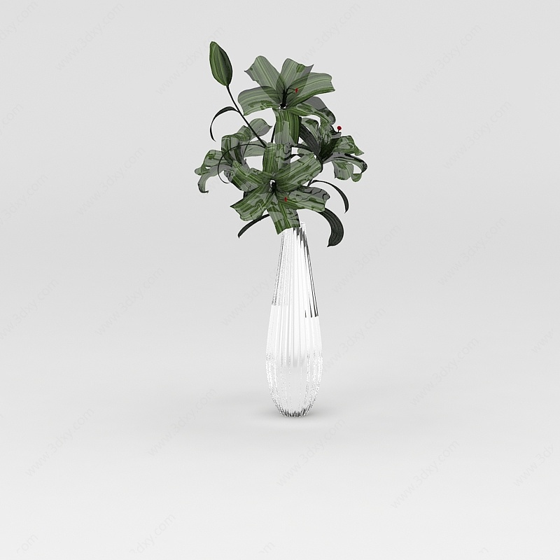 假花花瓶装饰3D模型