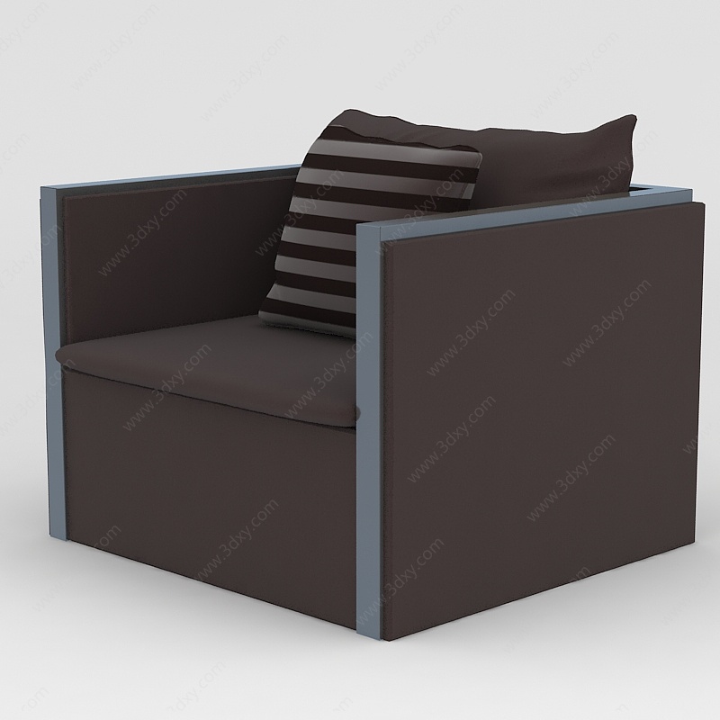 咖色单人沙发3D模型