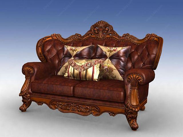 美式双人沙发3D模型