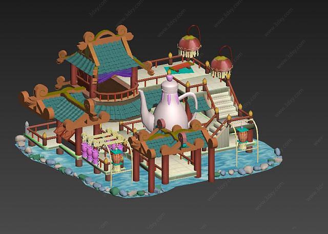 古代酒楼游戏场景3D模型