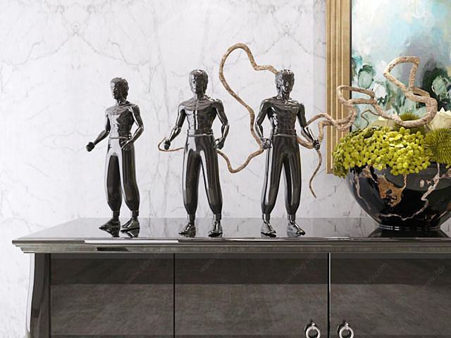 李小龙人物雕塑摆件3D模型