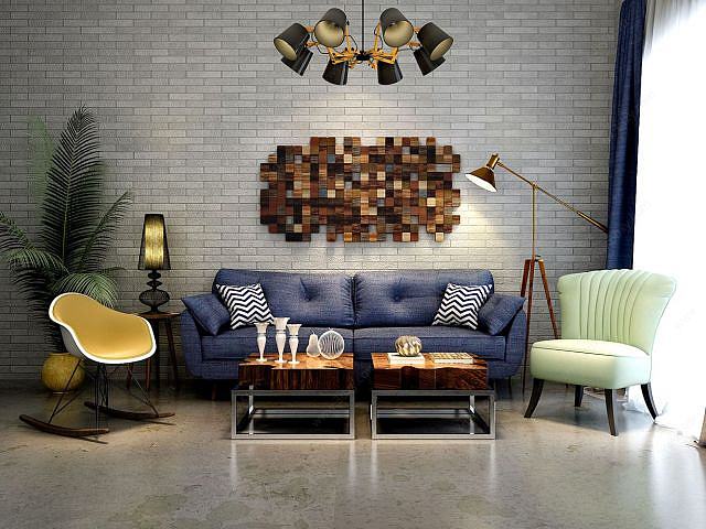 北欧简约沙发墙饰品组合3D模型