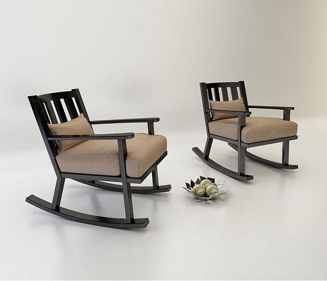 中式休闲摇椅3D模型