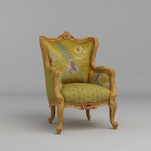 欧式木质沙发椅3D模型