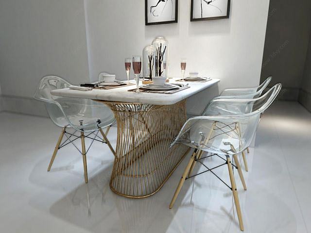 现代个性餐桌椅组合3D模型