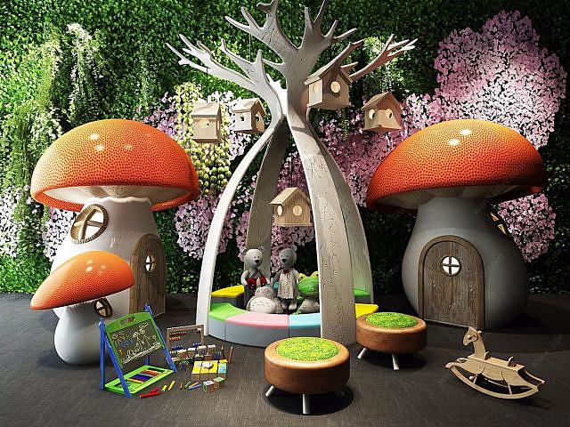 游乐场蘑菇房3D模型