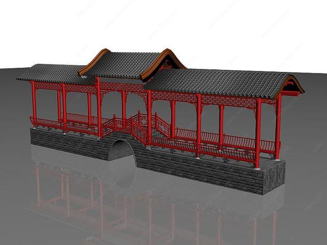 古建廊桥3D模型