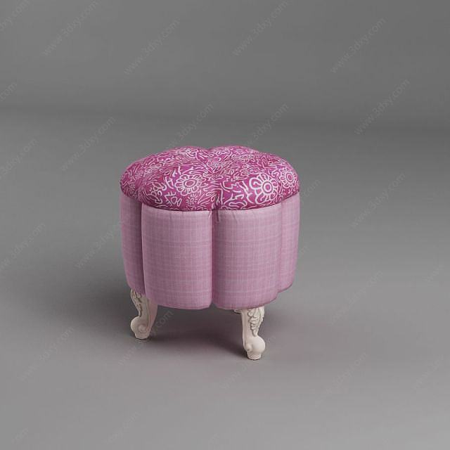 粉色沙发凳3D模型