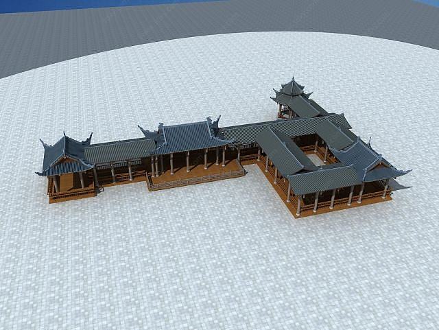 古建廊亭3D模型