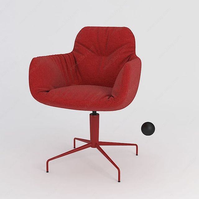 红色旋转单人椅3D模型