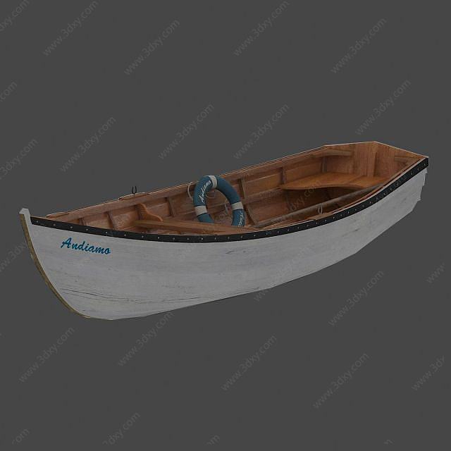 白色小木船3D模型