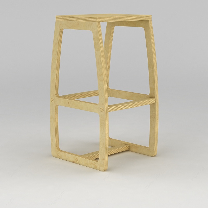原木凳子3D模型