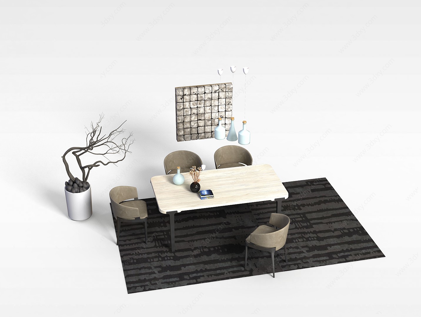 家庭餐桌椅组合3D模型