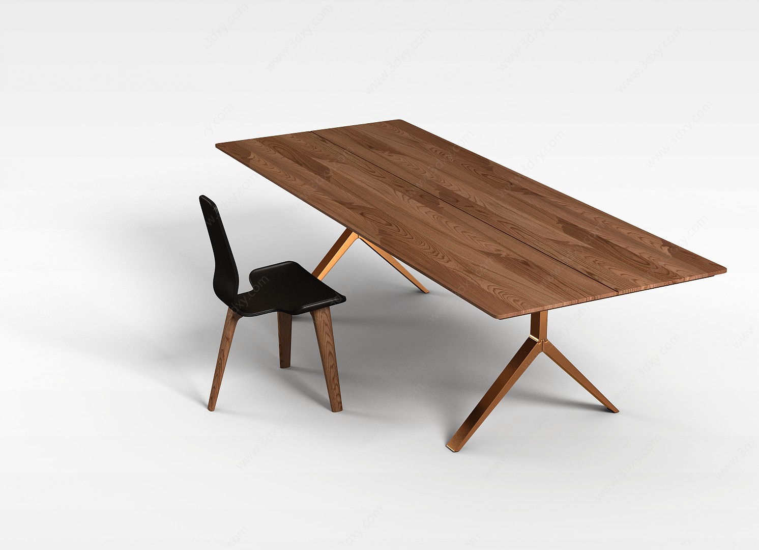简约原木桌椅3D模型