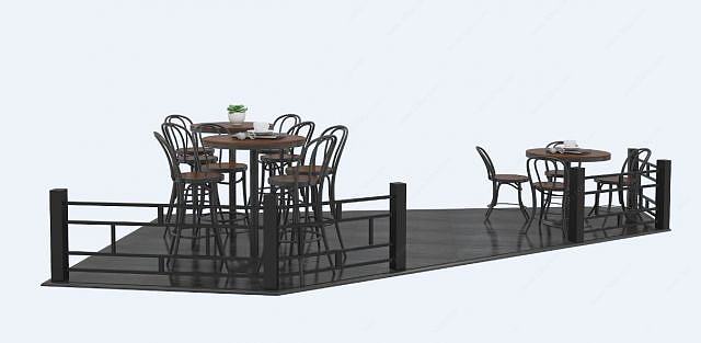 商场外工业风桌椅3D模型