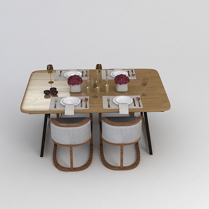 西式餐桌椅3D模型