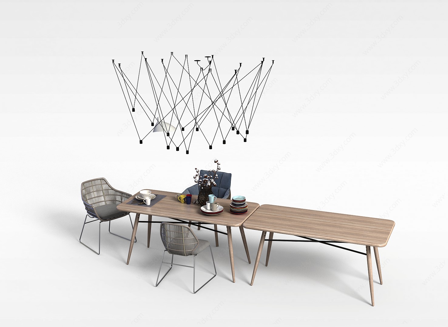 现代时尚拼接餐桌椅3D模型