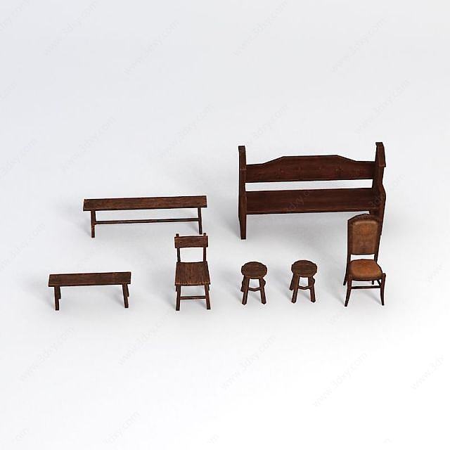 复古椅子3D模型