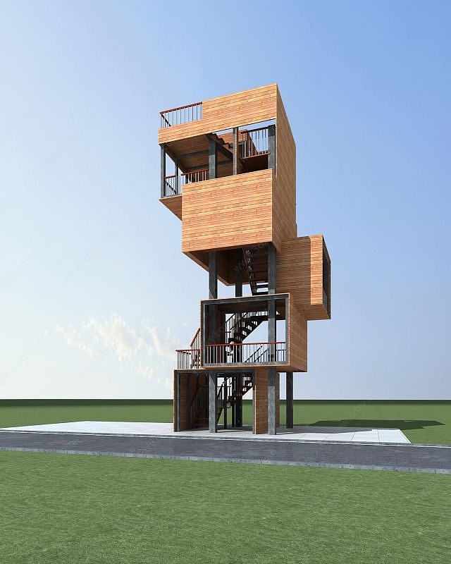 观景塔楼3D模型