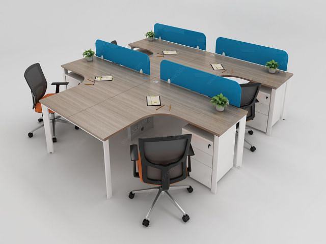 现代办公家具桌椅3D模型