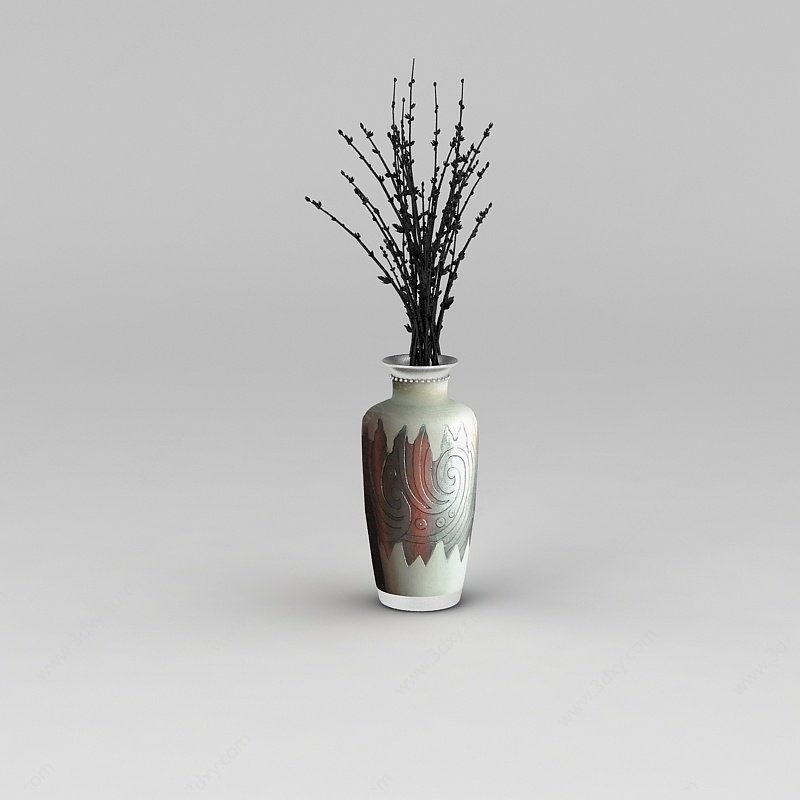 中式装饰花瓶3D模型