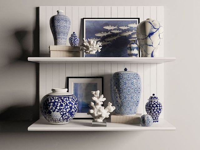青花瓷花瓶装饰品3D模型