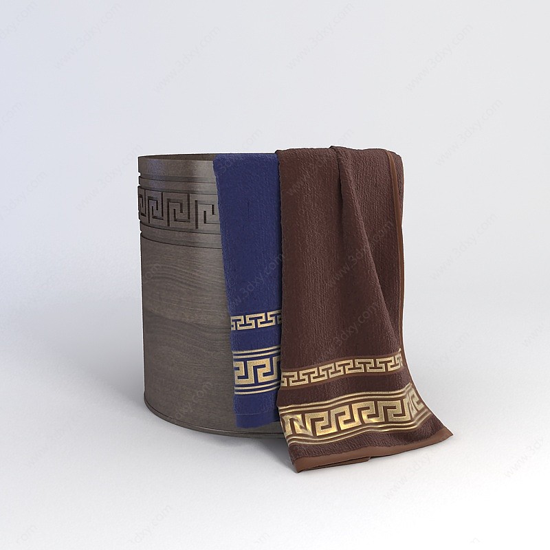 木桶毛巾组合3D模型